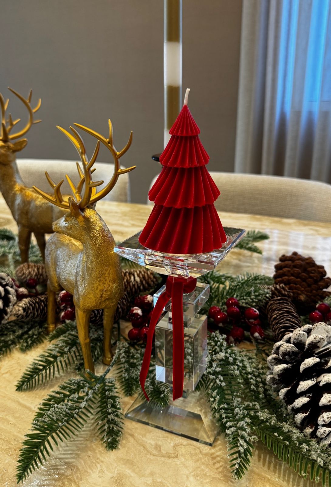 Vela navideña decorativa - Arbol de navidad. Pack de 2 velas.