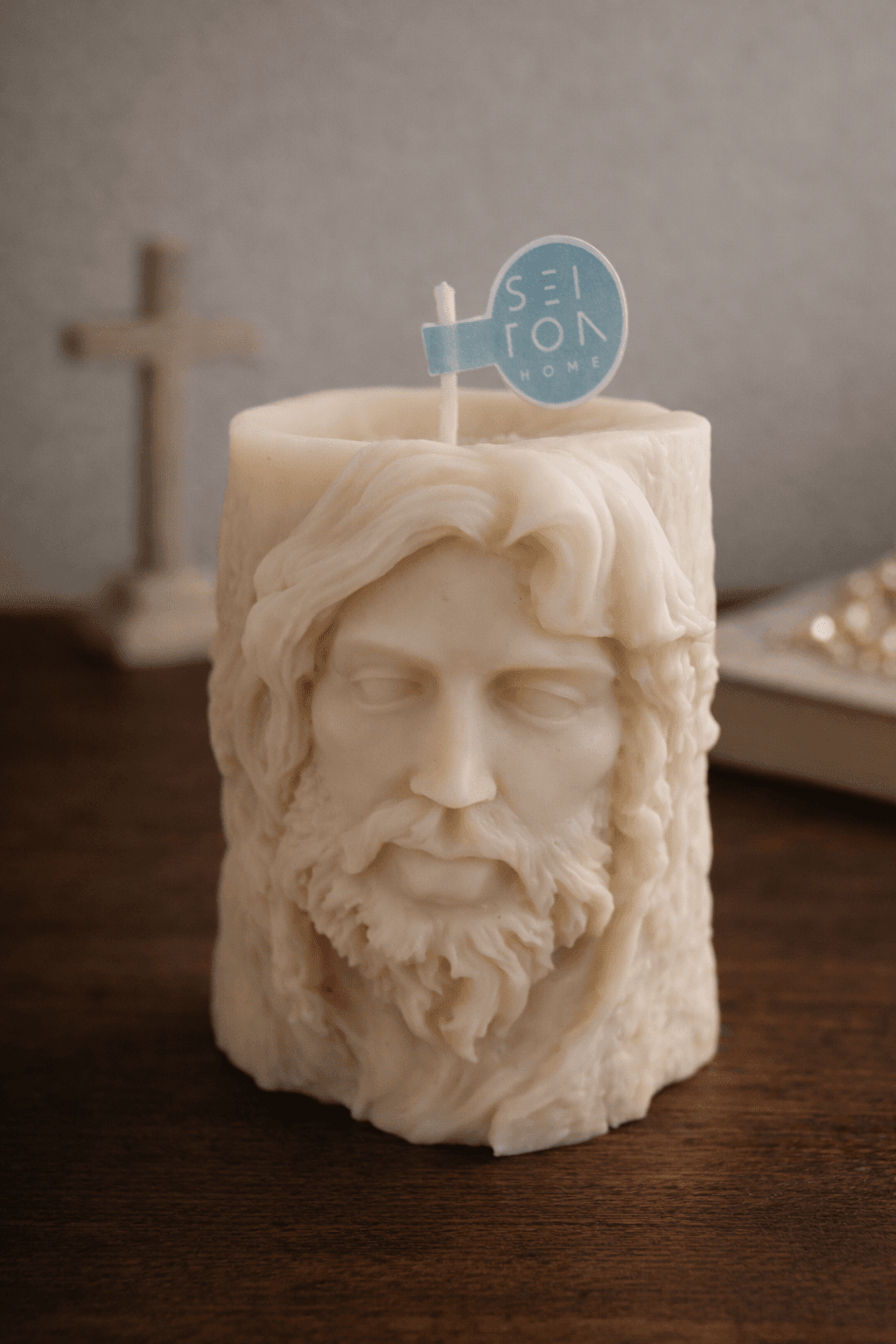 Vela Escultórica Cristo en Madera.