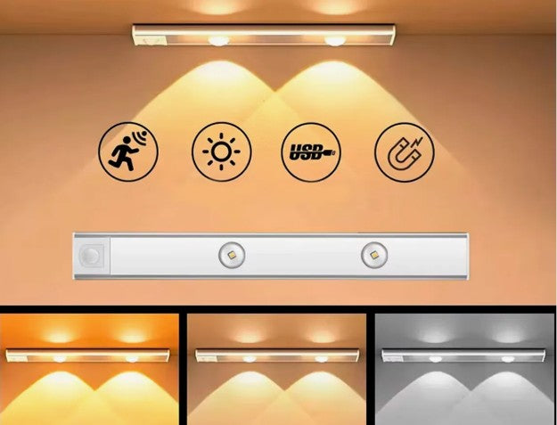 Barra de luz para gabinetes con sensor de movimiento.