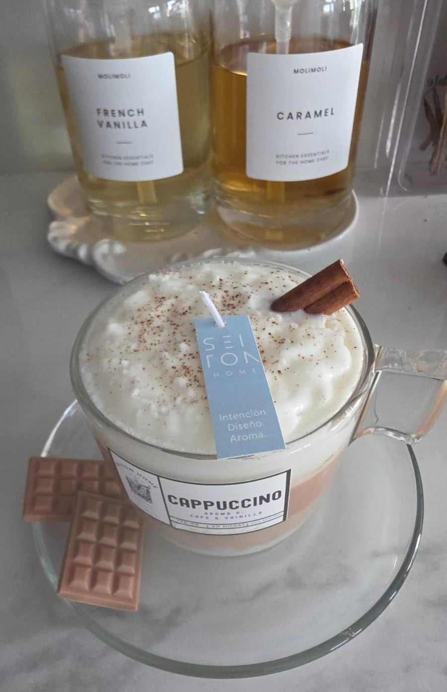 Vela Cappuccino Decorativa y aromatica. - Seiton Home
