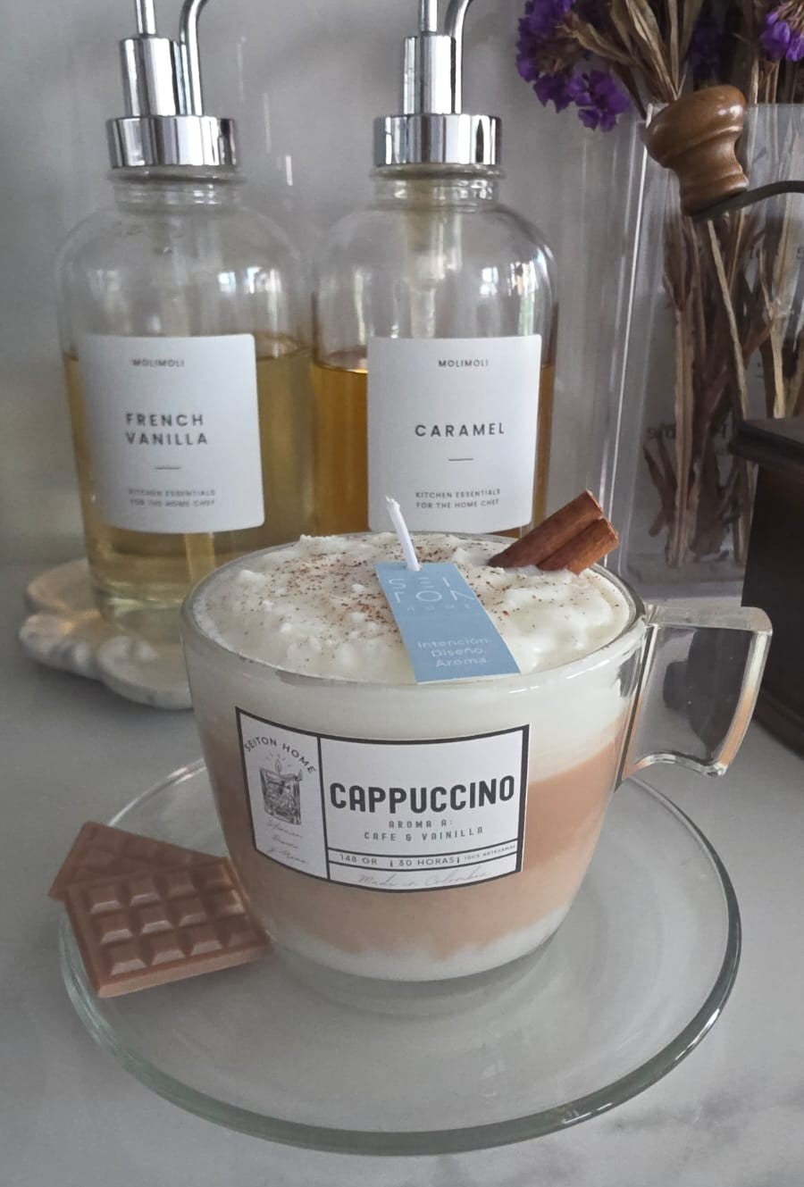 Vela Cappuccino Decorativa y aromatica. - Seiton Home