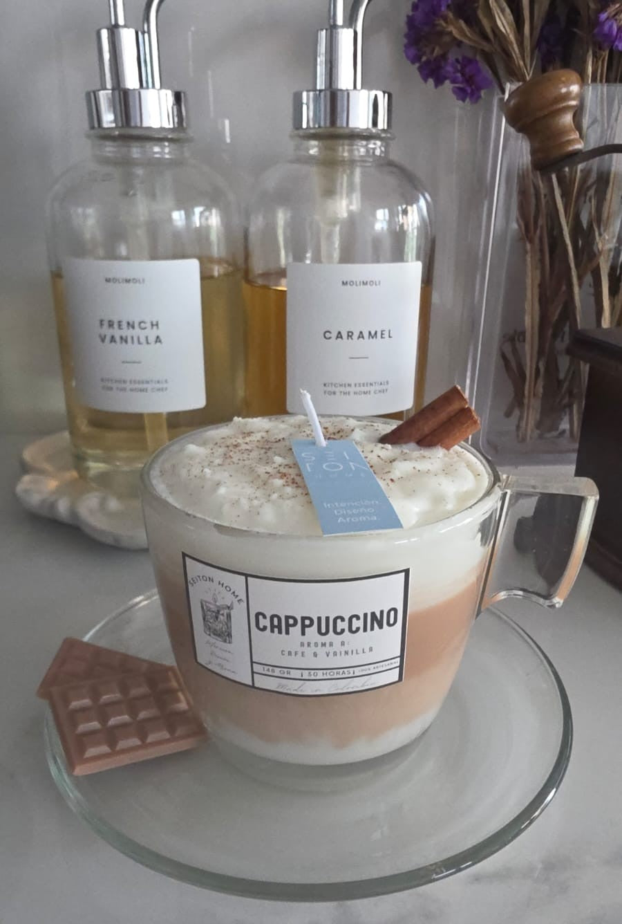 Vela Cappuccino Decorativa y aromatica. - Seiton Home