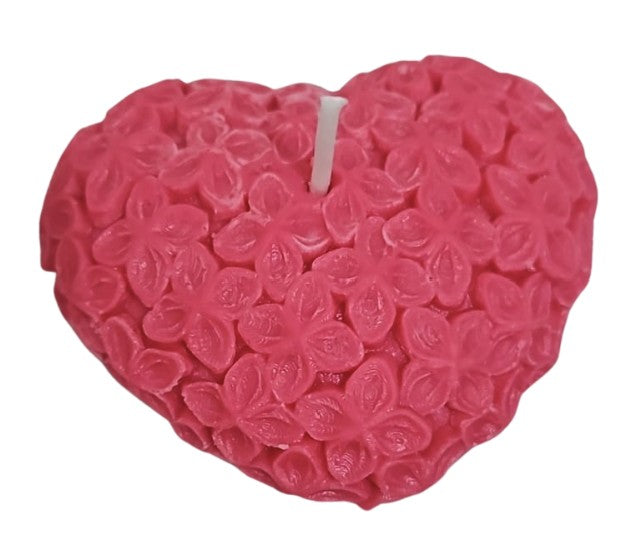 Vela Decorativa en Forma de Corazón con Relieve Floral Set x 3 - Seiton Home