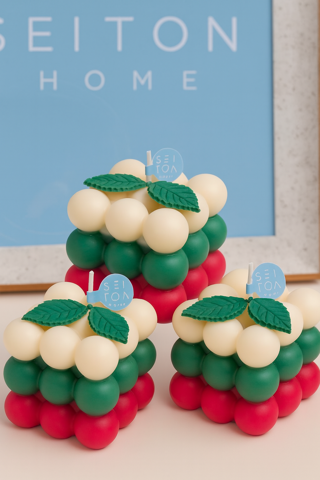 Vela decorativa Cubo navideño - Paquete de 3.