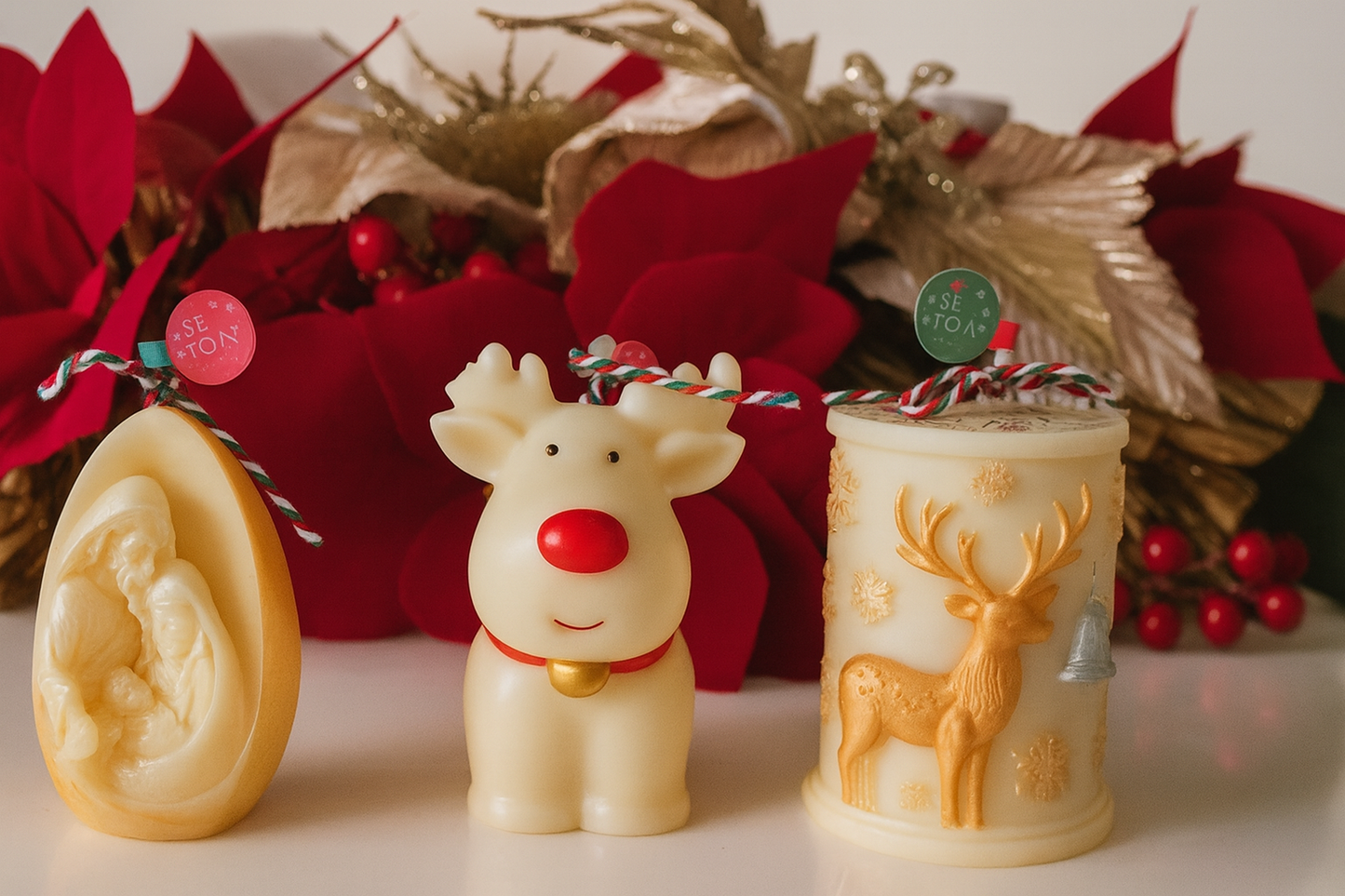 Set de 3 velas Navideñas - Espíritu de Navidad.