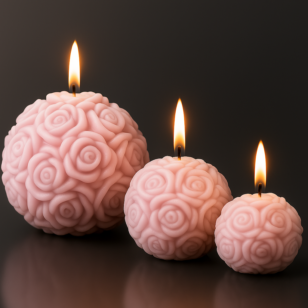 Vela Esfera de Rosas - Set de 3. - Seiton Home
