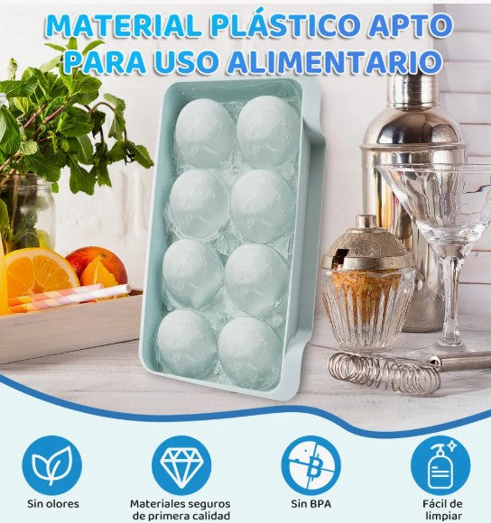 Molde esferas de hielo de 8 puestos