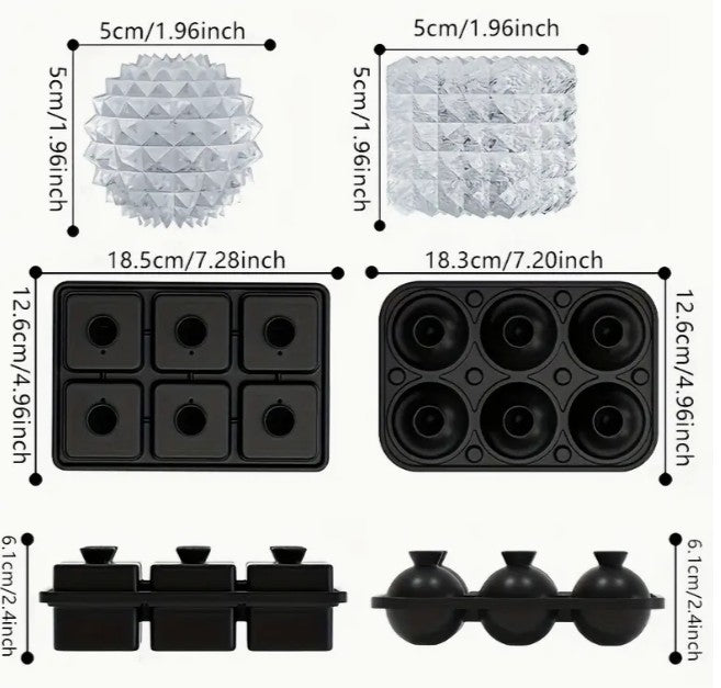 Molde de cubitos de hielo de silicona Easy-Release con embudo