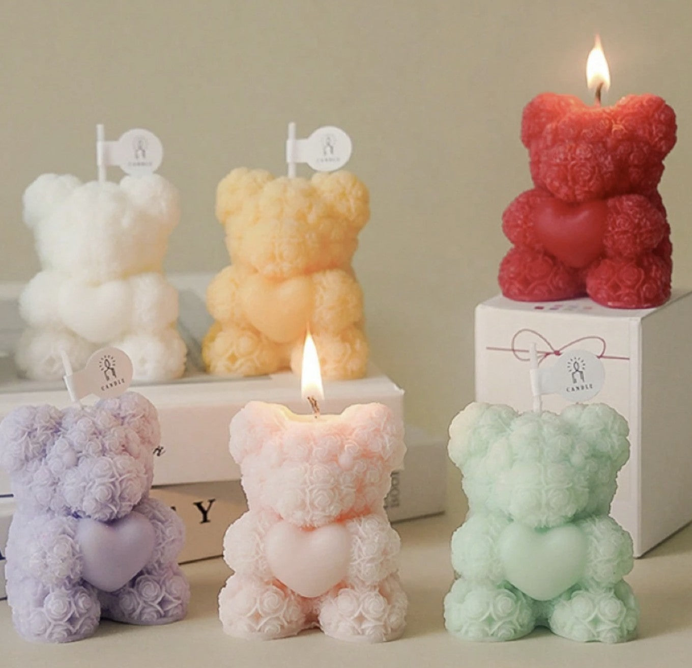 Cute Wax Bear Corazon - Set x 3 Colores variados - Seiton Home