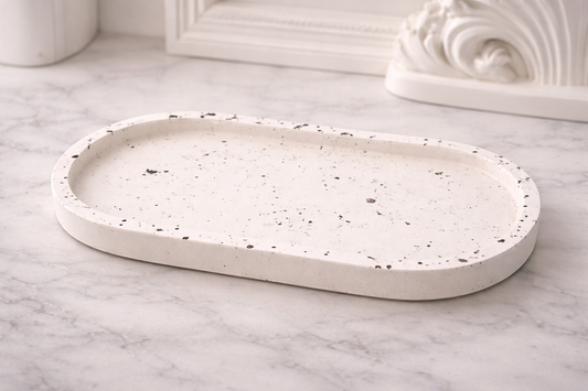 Bandeja Decorativa Oval Terrazo Crema – Organizador Minimalista - Seiton Home