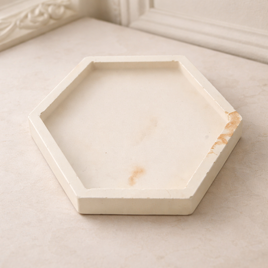 Plato Joyero Hexagonal Verde Agua – Bandeja Decorativa Artesanal - Seiton Home