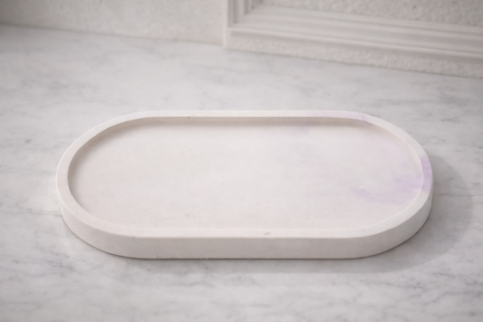 Bandeja Decorativa Oval Terrazo Crema – Organizador Minimalista - Seiton Home