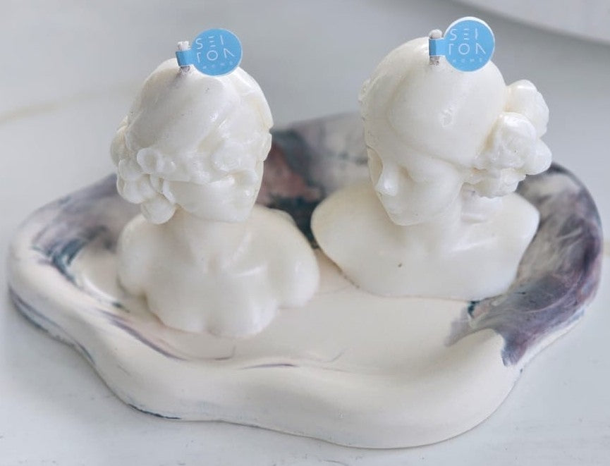 Plato porta vela estilo nube.