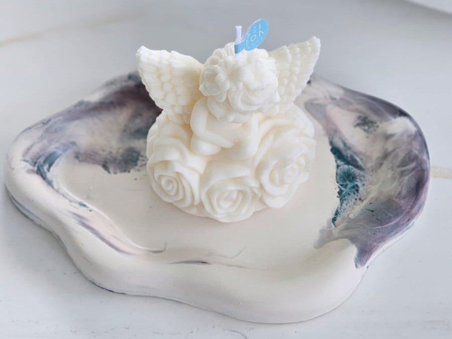 Plato porta vela estilo nube.