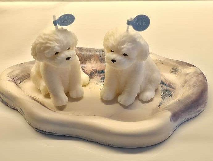 2 Velas decorativa Poodle Baby.