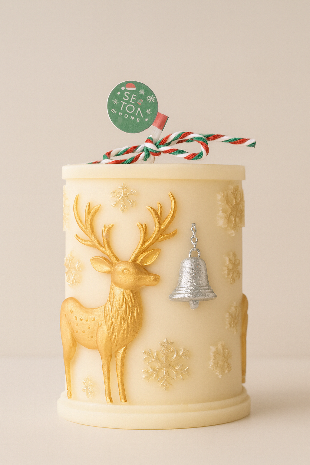 Vela decorativa navideña - Reno Dorado.