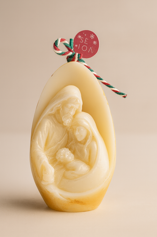 Vela decorativa de la Sagrada Familia.