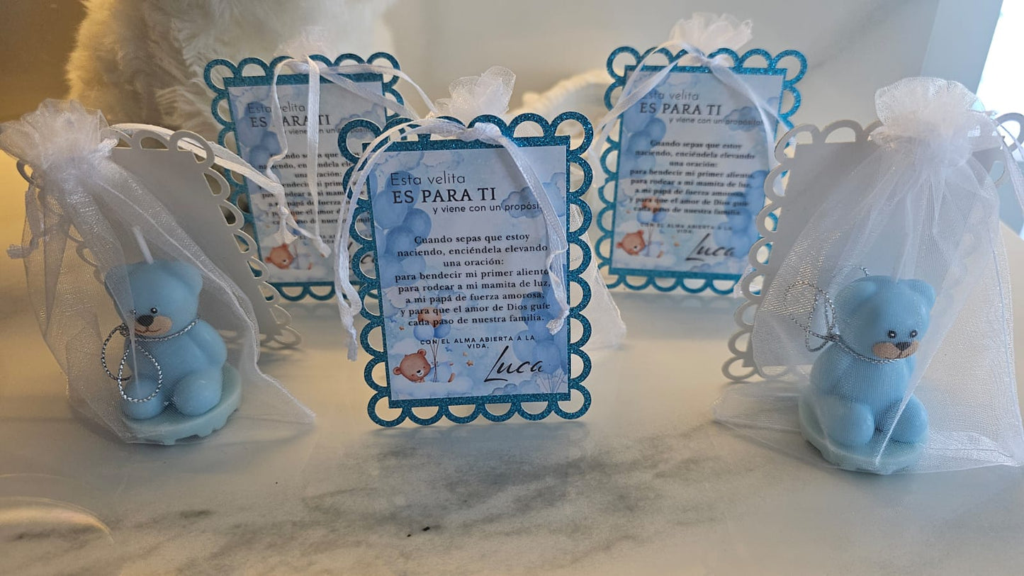 Ositos azul/rosado para Baby Shower set de 12 unidades